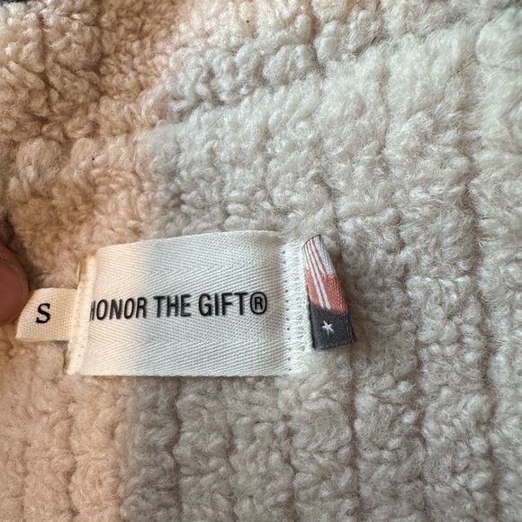 Honor‎ the Gift Crop Ribbed Fleece Zip Jacket Small Tan Cream - Picture 10 of 13